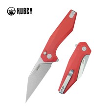 Kubey Fenrir Folding Knife Red G-10 Handle 3.27'' Stonewashed 14C28N Blade KU393 picture