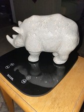 Ceramic Or Porcelain Rhinoceros Figure Smooth TouchOne Of A Kind. No Info On It picture