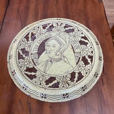 Antique English Sgraffito Duchess of Suffolk Portrait Plate Tudor Style 16