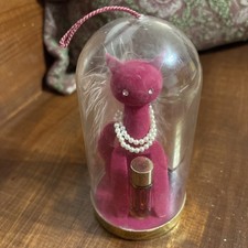 Vintage Max Factor “Sophisti-Cat” Perfume – Pink Flocked Cat Figurine (1960s) picture