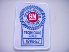 1992 93 GENERAL MOTORS GM TECHNICIAN GUILD EMBROIDERED PATCH FREE DOMESTIC SHIPG picture