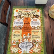 Vintage Linen Cotton Tea Towel Traditional Welsh Recipes Wales picture