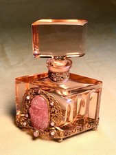 Large Czech Jeweled Perfume Bottle w/ Large Pink Stone picture