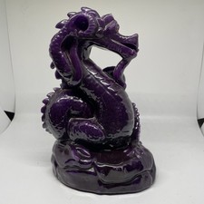 Large Purple Mystical Magical Fantasy Dragon Candle - Handcrafted. 9” Detailed picture