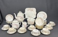 47 Pc 19th Century Hand-Painted Floral and Butterfly Dessert Set (259) picture
