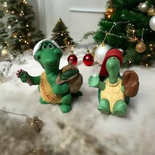 VTG Christmas Hallmark Dinoclaus Ornaments and All Star Turtle Set of 2 1991 picture