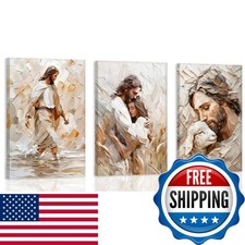 FJKLRP 3pcs Framed Christian Jesus Wall Art 12x16 inches picture