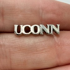 UConn University Of Connecticut Lapel Pin Silver Tone Huskies Tie Tack Vintage picture