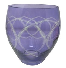 Amethyst Purple Glass Flashed Etched Glass Bowl Vase 4.75