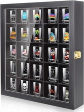 Shot Glass Display Case, 25 Slots Glass Holder with Door, Wall Mount | Each Slot picture