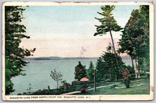 Antique Postcard Raquette Lake North Point Inn New York 1938 picture