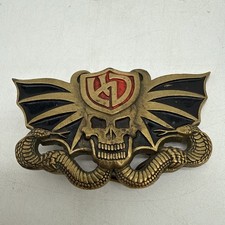 Vintage 1982 Harley Davidson Solid Brass Belt Buckle #6280 Snake & Skull picture