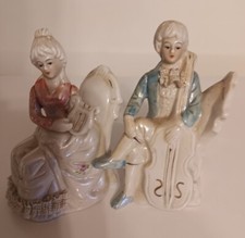 Vintage Porcelain Colonial/Victorian Couple Figurines  Hard lace EUC +  picture