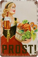 Prost Oktoberfest Germany Poster. Cute Lederhosen Blonde German Beer Pinup Art P picture