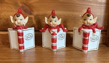 3 vintage rare Christmas Pixie Elves figurines books A, B, C Japan picture