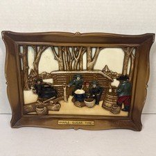 Vintage 3D Wall Art Maple Sugar Time Pioneer Picture Framed 14