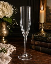 Faberge Bristol Atelier Crystal Champagne Flute 10 1/8” Signed Single Glass picture