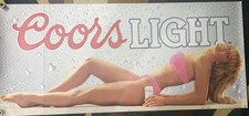 1991 Rare Coors Light Sexy Pink Bikini Beer Poster Vintage 44” X 20” picture