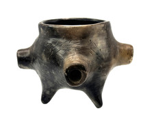 Native American Catawba 4 Stem Ceremonial Burnished Pottery Pipe, c 1930 picture