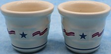 Longaberger Pottery Blue Accent Star Votive Candle Holders Pair USA picture
