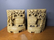 Vintage Chinese Soap Stone Carved Flowers in Pot 5