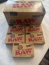 6X RAW 500's 1 1/4 Size Cigarette Rolling Papers - SIX FLAT PACKS=3000 Leaves picture