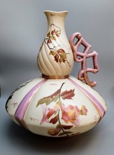 RW Rudolstadt Straus & Söhne Germany Vase Ewer Art Nouveau Pink Iridescent Gourd picture