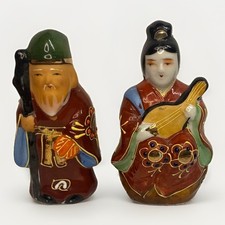 VTG Japan Kutani Moriage Figures Seven Lucky Gods Jurojin Benzaiten Signed picture