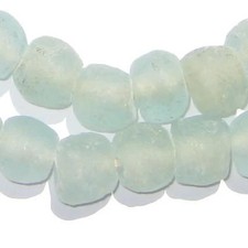 5 Pack: Clear Aqua Recycled Glass Beads 14mm Ghana African Sea Glass Large Hole picture