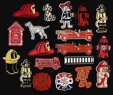 19x Firefighter Fire Engine Hydrant Lot Vtg Rubber Fridge Magnet Novelty '70s picture