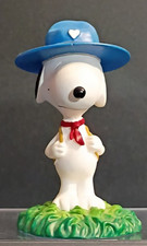 Vintage Snoopy Beagle Scout Figurine Blue Hat Backpack Walking Stick Peanuts picture