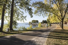 Burlington Vermont Lake Champlain Waterfront 2017 Cyclists Path Trees picture