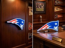 New England Patriots Light Up LED Wall Sign Football Man Cave Bar Decor Gift picture