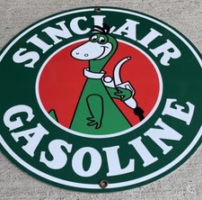 Sinclair Dino gasoline vintage Style advertising sign garage man cave round picture
