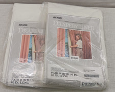 Vintage Sears Drapery Liner 50x80 White Curtain Liners Lot of 2 New Old Stock picture