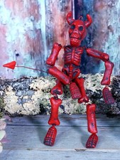 Red Devil Skeleton Clay Adjustable Handmade Pineda Mexican Folk Art Small Size picture