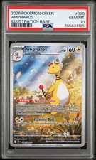 2026 POKEMON CRI EN-CHAOS RISING ILLUSTRATION RARE #090 AMPHAROS PSA 10 picture