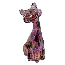 Vtg Fenton Winking Alley Cat Iridescent Dusty Rose Carnival Glass 11