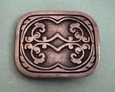 Vintage 1978 BTS Brass Belt Buckle Western Filigree Scroll Deco Hippie Boho 70s picture