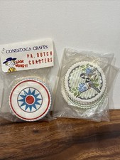 Vintage Round Paper Coasters Pennsylvania Dutch Hex Designs Sealed Packs 30++ picture