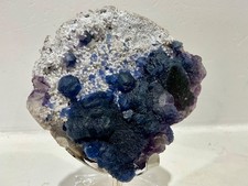 Blue Fluorite  on Dolomite / Quartz – Rare Formation Display Stand 305 g picture