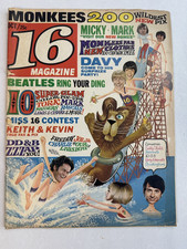 Vintage 16 Magazine October 1967 Monkees Roller Coaster Cover Peter Tork Pin-Up picture