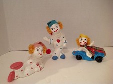 SET OF 3 VINTAGE CERAMIC CLOWNS picture