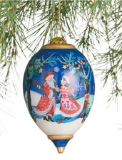 World Market Li Bien Mr. & Mrs. Claus 2025 Glass Blue Teardrop Ornament  picture