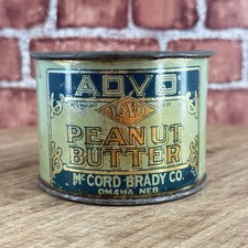 SUPER RARE CIRCA 1920'S ADVO MCCORD BRADY PEANUT BUTTER TIN CUP 12 OZ picture
