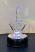 Vintage Clear Glass Basket Twisted Handle Ruffled Rim Cottagecore picture