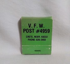Vintage V.F.W. Post 4959 Crete Nebraska Matchbook Advertising Matches Full picture