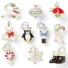 Lenox Christmas Memories Miniature Tree Ornaments Set of 10 Reindeer Penguin NEW picture