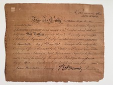 Robert Morris–Signed 1795 Land Company Certificate picture