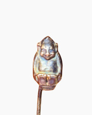 Antique Sterling Silver Billiken Stick Pin Paye & Baker Good Luck Charm 1900s picture